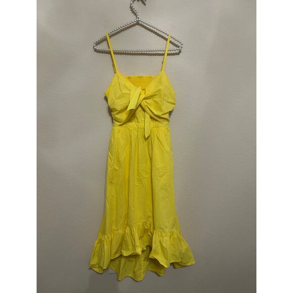 Joie Dress Size Small Cotton Bow Cut Out Back Sleeveless Summer Yellow Cute Midi - Picture 1 of 11